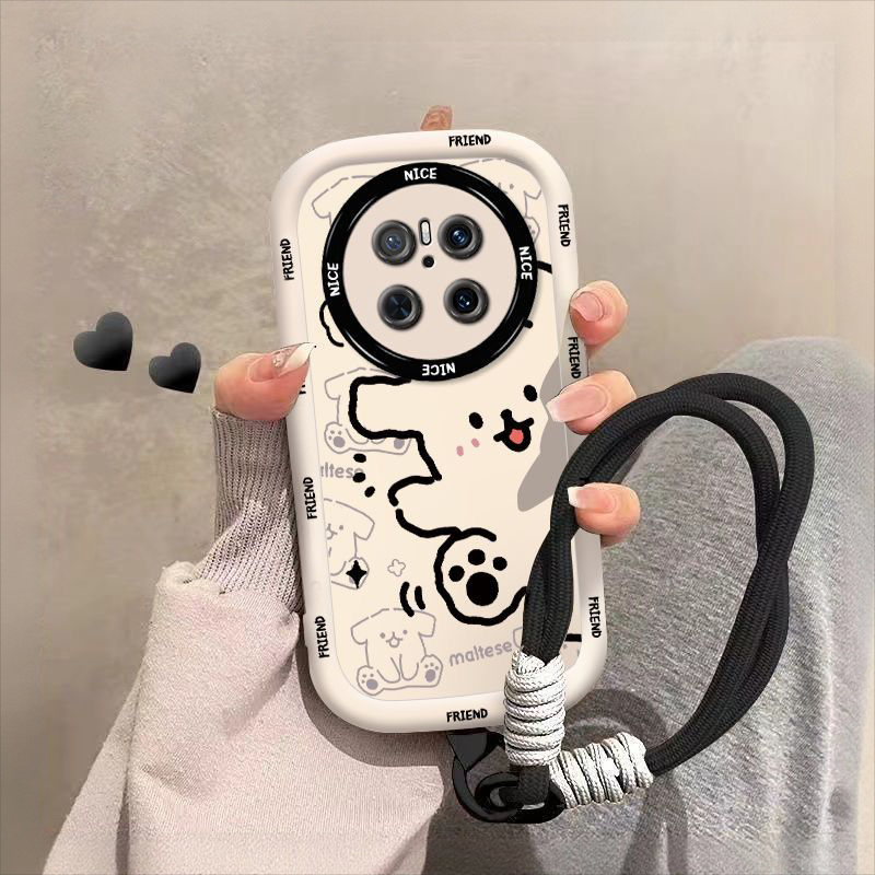 适用于华为mate80promax手机保护壳带挂绳软矽胶mate70air卡通可爱mate60pro新款mate50/40/30e保护套卡通线