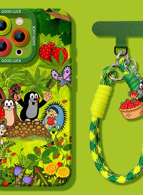 适用苹果17手机壳iphone16promax新款14绿色13女12鼹鼠11可爱6s硅胶max挂链7/8卡通全包镜头15pro套17promax