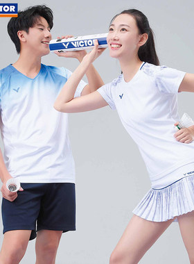 VICTOR/威克多羽毛球服胜利男女舒TR-60023适针织运动套装T恤短裤