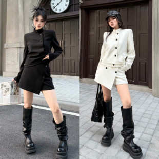 西装 Blackgirl 辣妹专场 立领修身 名媛御姐风 外套显瘦短裙套装