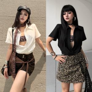 Blackgirl翻领纯色上衣T恤夏季