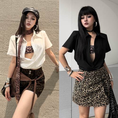Blackgirl翻领纯色上衣T恤夏季