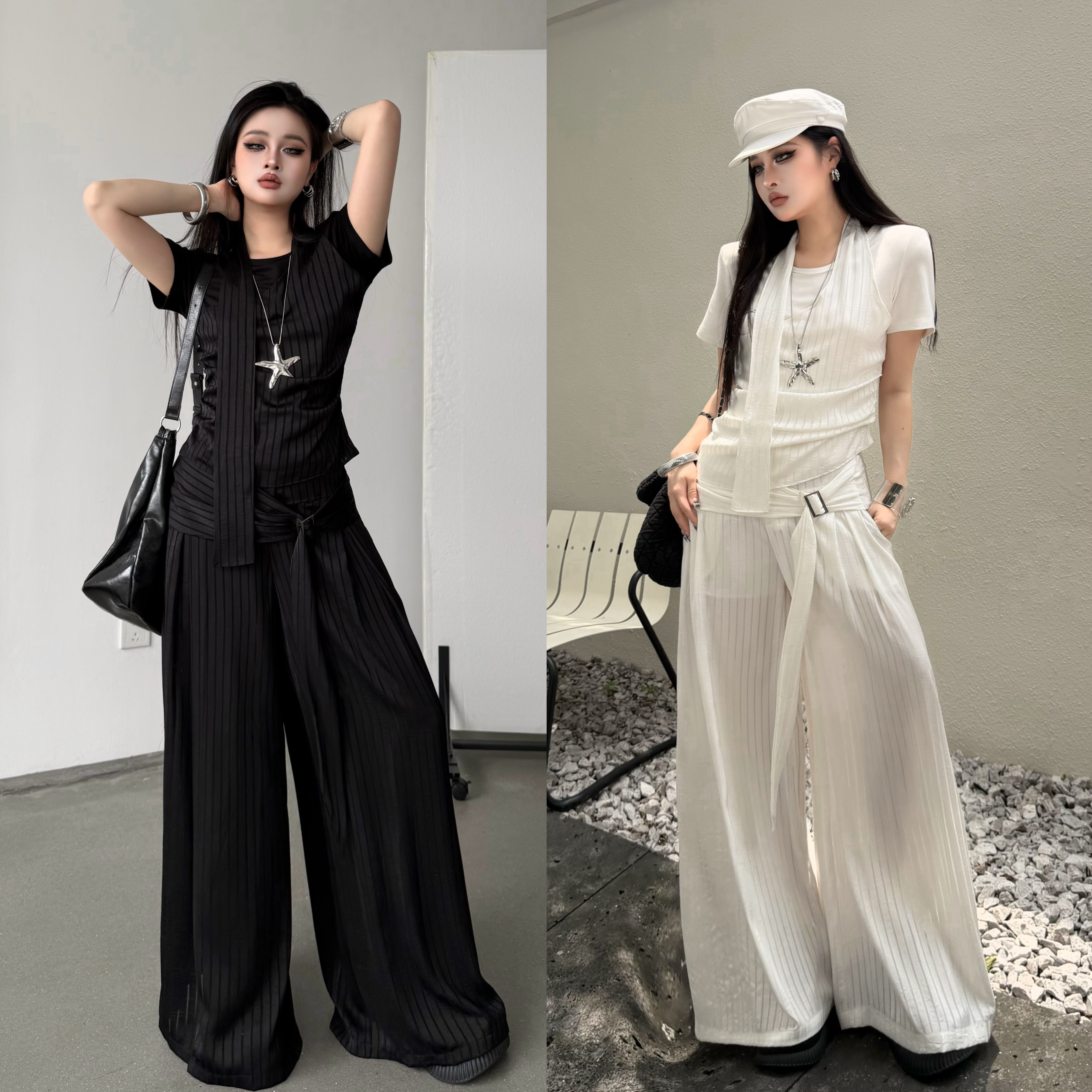 Blackgirl【心如止水】夏季休闲气质套装旅游度假显瘦设计感穿搭