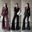 Blackgirl【麻辣律师】御姐收腰衬衫微喇裤套装显瘦气质V领轻熟风