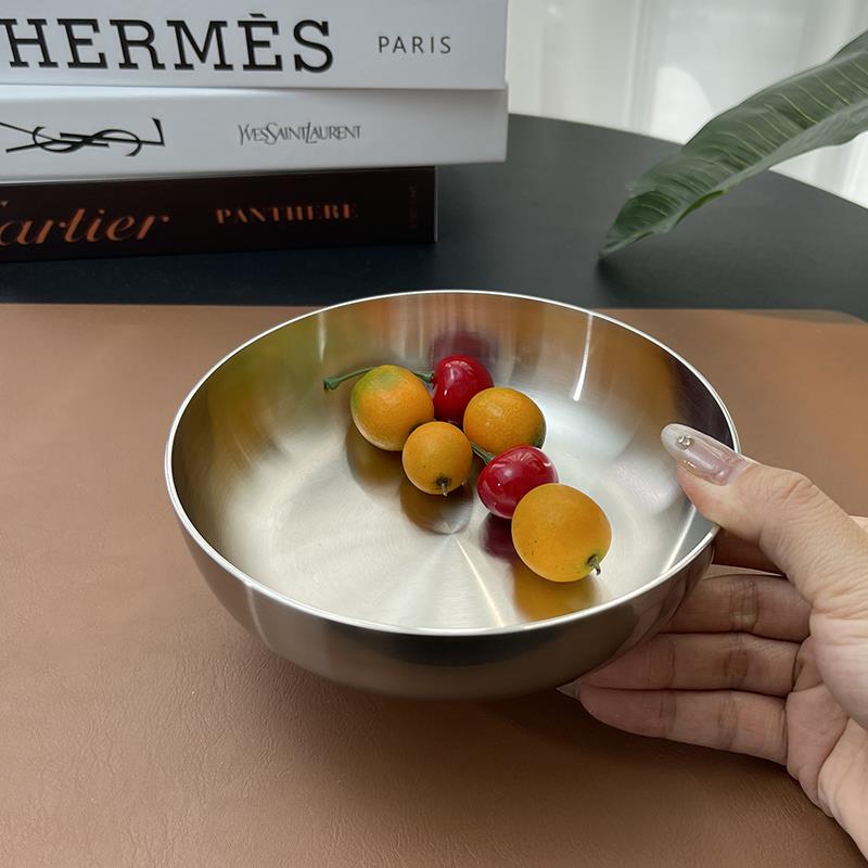 小怪兽18-10不锈钢加厚盘子16CM菜碟子浅口饭碗水果盘干 干果零食