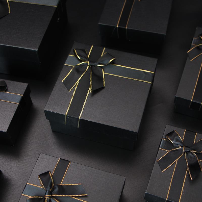 天地盖Ins风礼盒空盒盲盒包装生日礼品盒黑色口红礼物喜糖纸盒子