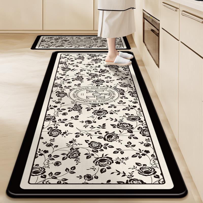 厨房里的地垫防滑防油可擦免洗地毯2024新款l型脚垫吸水吸油耐脏