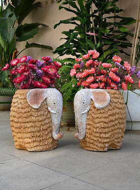 彷真动物大象花盆别墅户外庭院装饰入户花园摆件阳台造景园林小品