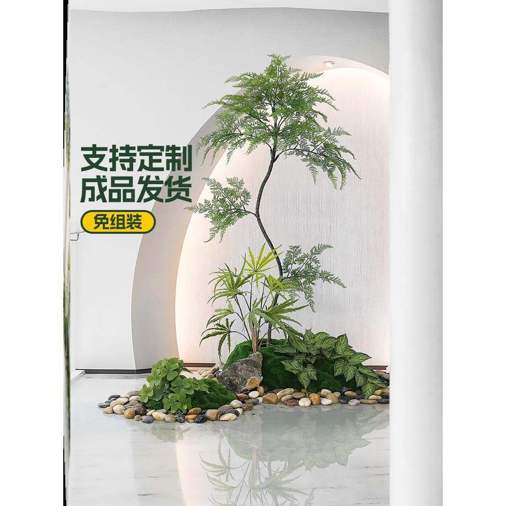 酒店摆件交车样板房庭院花箱布置商务绿植造景玄关仿真美陈森系