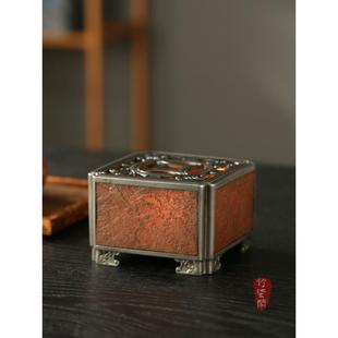 中式手工古篱老锡岩石温茶炉温茶器蜡烛加热煮茶器烛火暖茶炉茶具