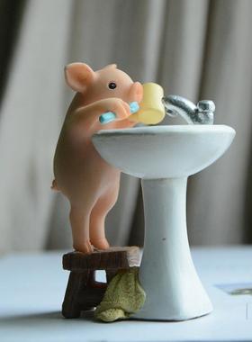 创意小猪摆件奋斗可爱仿真动物办公桌装饰送男女生朋友礼物情人节