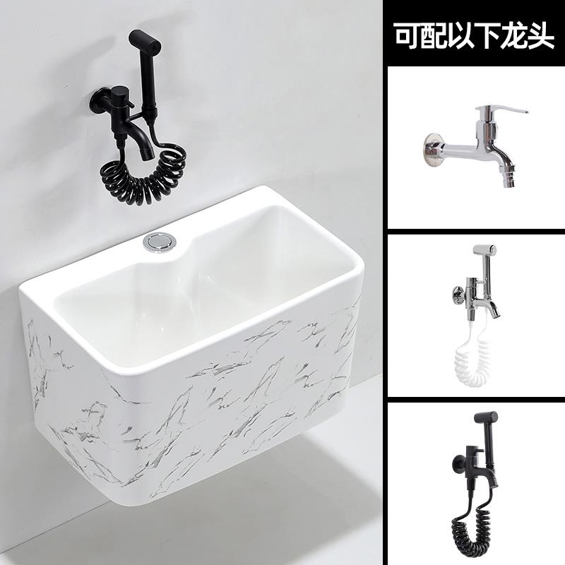 阳台拖把池加长防溅龙头带喷枪冲洗入墙家用卫生间冲洗全铜水龙头