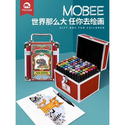 Mobee Mabe马克笔幼儿小学生彩绘笔油性双头儿童节生日礼盒套装