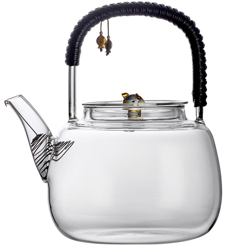 左茗右器福猪玻璃煮茶壶办公室小型电陶炉专用煮茶器提梁壶烧水
