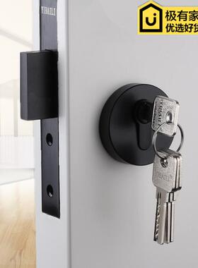 美式黑色辅助锁闭锁地锁纯白色隐形锁防盗锁青古铜无把手金色门锁