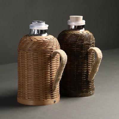 竹编热水瓶家用传统复古保温壶暖壶茶室大容量开水瓶玻璃内胆木塞