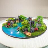 新中式 餐桌转盘中间摆花酒店圆桌景观摆件圆型桌花轻奢桌面装 饰品