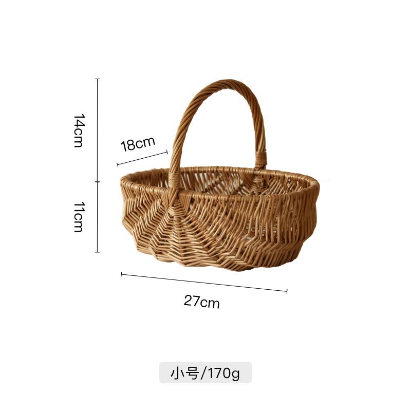 柳编野餐篮子ins编织野餐用品竹编筐户外日式手工柳编水果手提篮