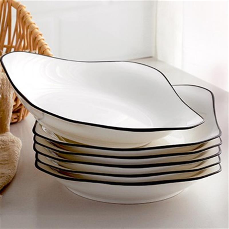 盘子菜盘家用便宜陶瓷6个碟子套装简约欧式创意圆形方形盘子餐具