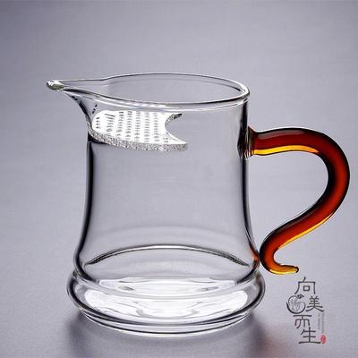 耐热高硼硅玻璃加厚月牙公道杯茶漏一体泡绿茶带滤网公杯功夫茶具