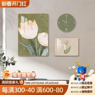 饰画餐桌饭厅背景墙壁画轻奢北欧创意时钟组合挂画 现代简约餐厅装