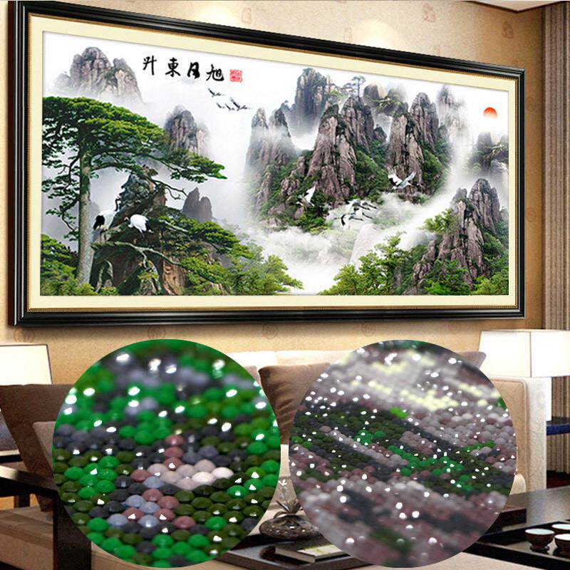 旭日东升钻石画2025新款风景山水画满钻十字绣钻石绣客厅大幅贴钻