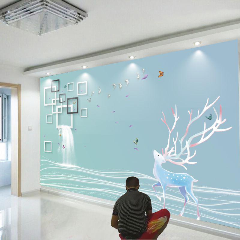8d电视背景墙壁纸现代简约2022影视墙装饰壁画3d立体客厅大气墙布