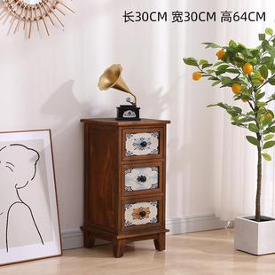 全实木整装床头柜欧式小床头柜迷你夹缝收纳柜实木边柜客厅柜