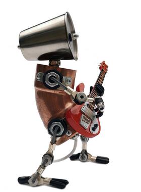 [宣城太守]工业风乐器贝司摆件机器人装饰桌面朋克吉它金属手工