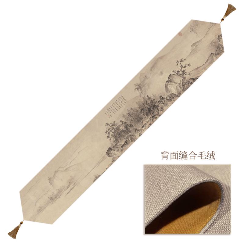 gz6m溪山清远茶席中式禅意桌旗茶桌垫布长条茶台布艺防水桌布