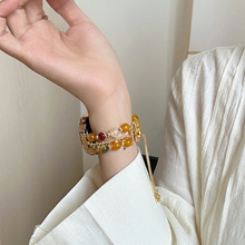 蛮舟适用华为GT5手表带春夏金色玛瑙镶钻串珠小米98pro苹果s10手表链女款watch5pro新中式GT4pro32个性复古链