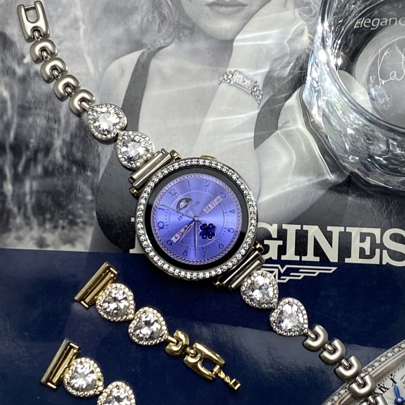 蛮舟适用华为GT5女士手表表带高级感GT4金属爱心双钻镶钻闪watch3pro边框手表壳gt5proGT2/1百搭情侣41mm46mm