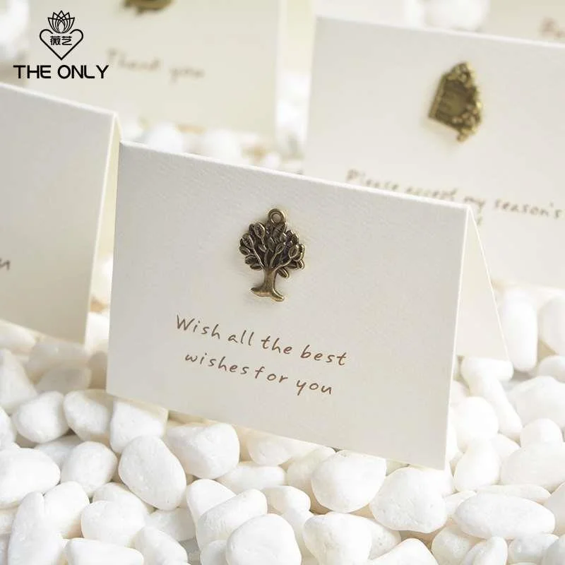 薇艺创意铜饰贺卡 生日祝贺节日祝明信片福礼物简约问候小新品