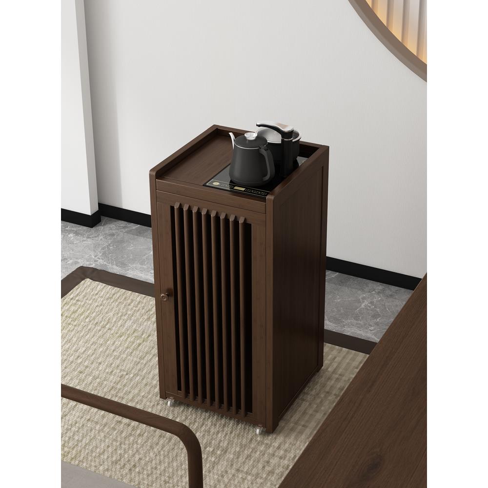 茶桌家用小茶台边柜侧柜实木泡茶吧茶几烧水壶一体纯净水桶架柜子