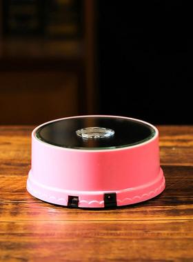 发光LED七彩色旋转底座插电上电池两用灯饰品卧室桌面小夜灯摆件