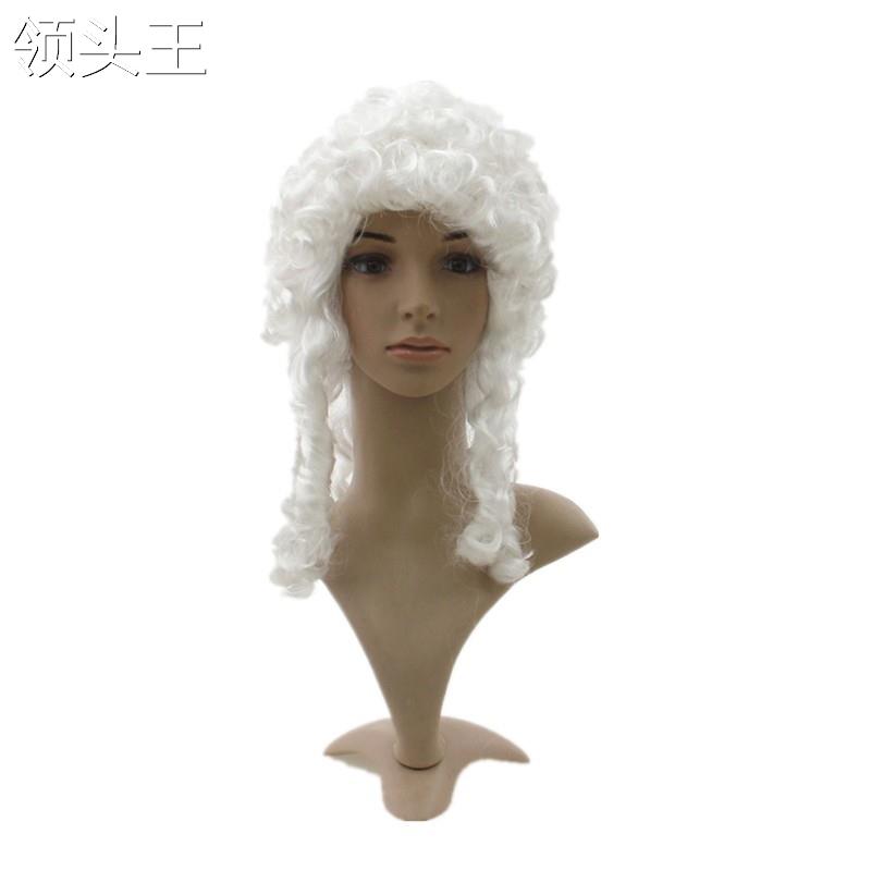 演出道具派对表演舞会假发法官帽公爵式法官假发(白色)律师帽假发