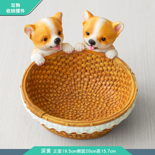 現(xiàn)貨歐式 柜擺件家居客廳電視柜裝 創(chuàng)意狗狗收納擺件玄關(guān)鑰匙門口鞋