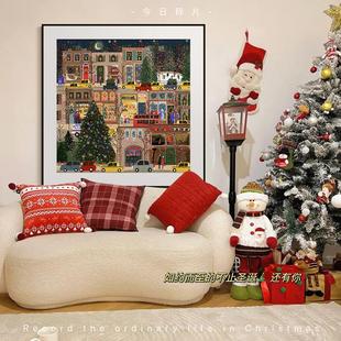 冬日颂歌 圣诞冬灯客厅装饰画ins风卧室挂画小众艺术氛围感摆画