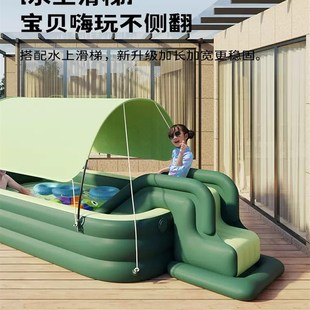 充气游泳池家用宝宝婴儿童超大型小孩滑梯户外P遮阳棚室外戏水洗