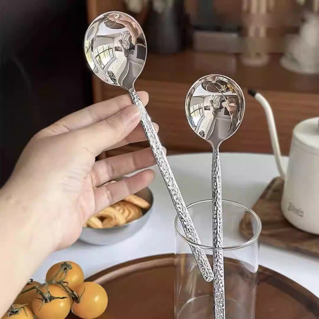 锤纹勺加厚不锈钢家用成人饭勺长柄勺子吃饭西餐汤勺学生汤匙调羹,厨房/烹饪用具,汤勺,淘宝优惠券,粉丝福利购,淘宝优惠卷