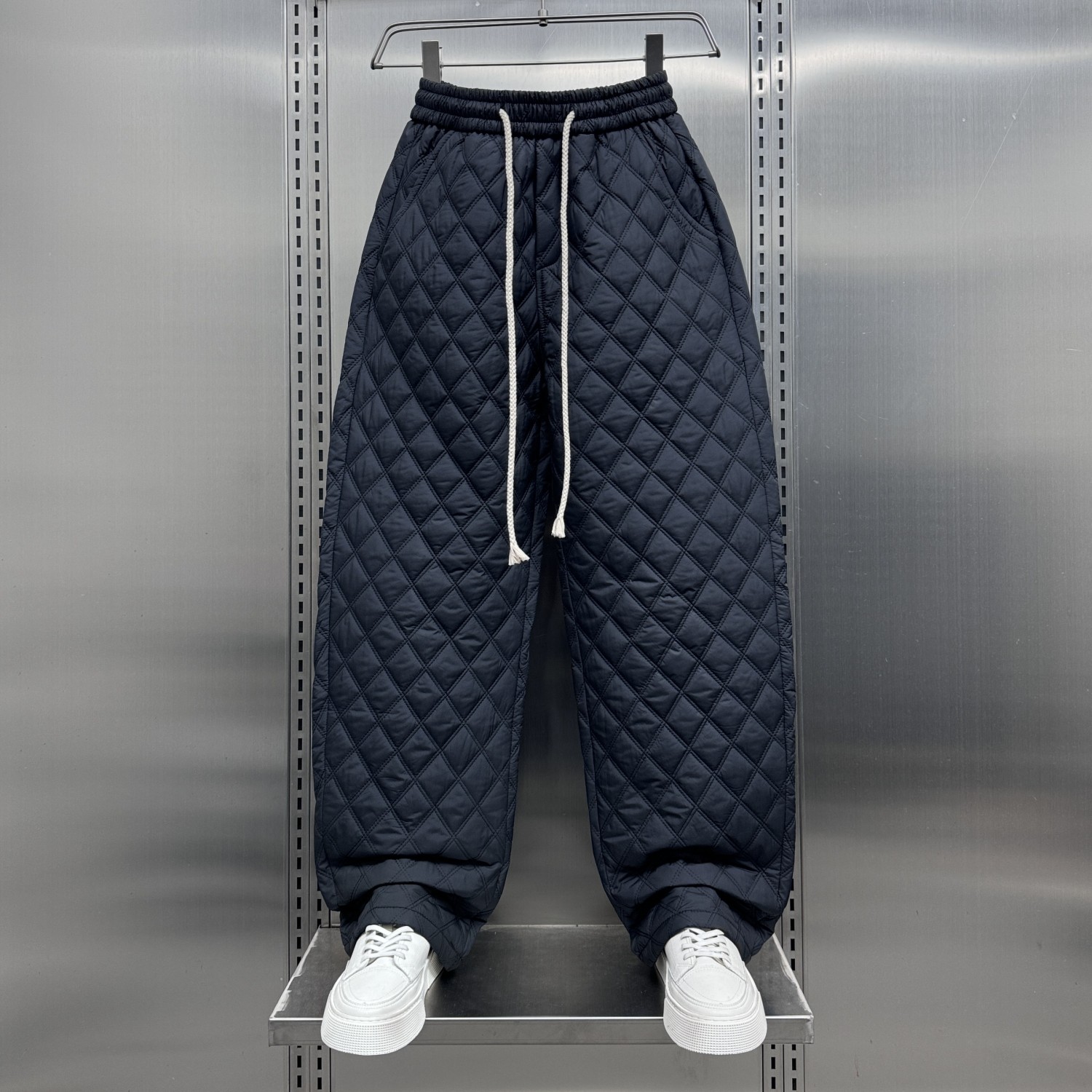 2025百搭松紧腰弯刀棉裤男秋冬加厚菱形休闲舒适松弛感阔腿裤子男,男装,休闲裤,淘宝优惠券,粉丝福利购,淘宝优惠卷