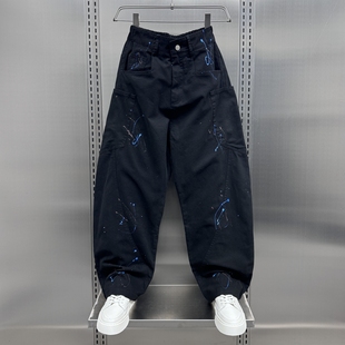 水洗直筒弯刀裤 潮牌宽松直筒裤 男秋季 复古休闲裤 宽松大码 潮流美式