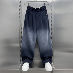 青年百搭渐变色休闲裤 潮牌男士 时尚 直筒卫裤 潮 秋冬宽松加绒运动裤