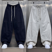 2025秋冬加绒休闲裤 弯刀裤 宽松直筒阔腿长裤 户外运动百搭纯色工装
