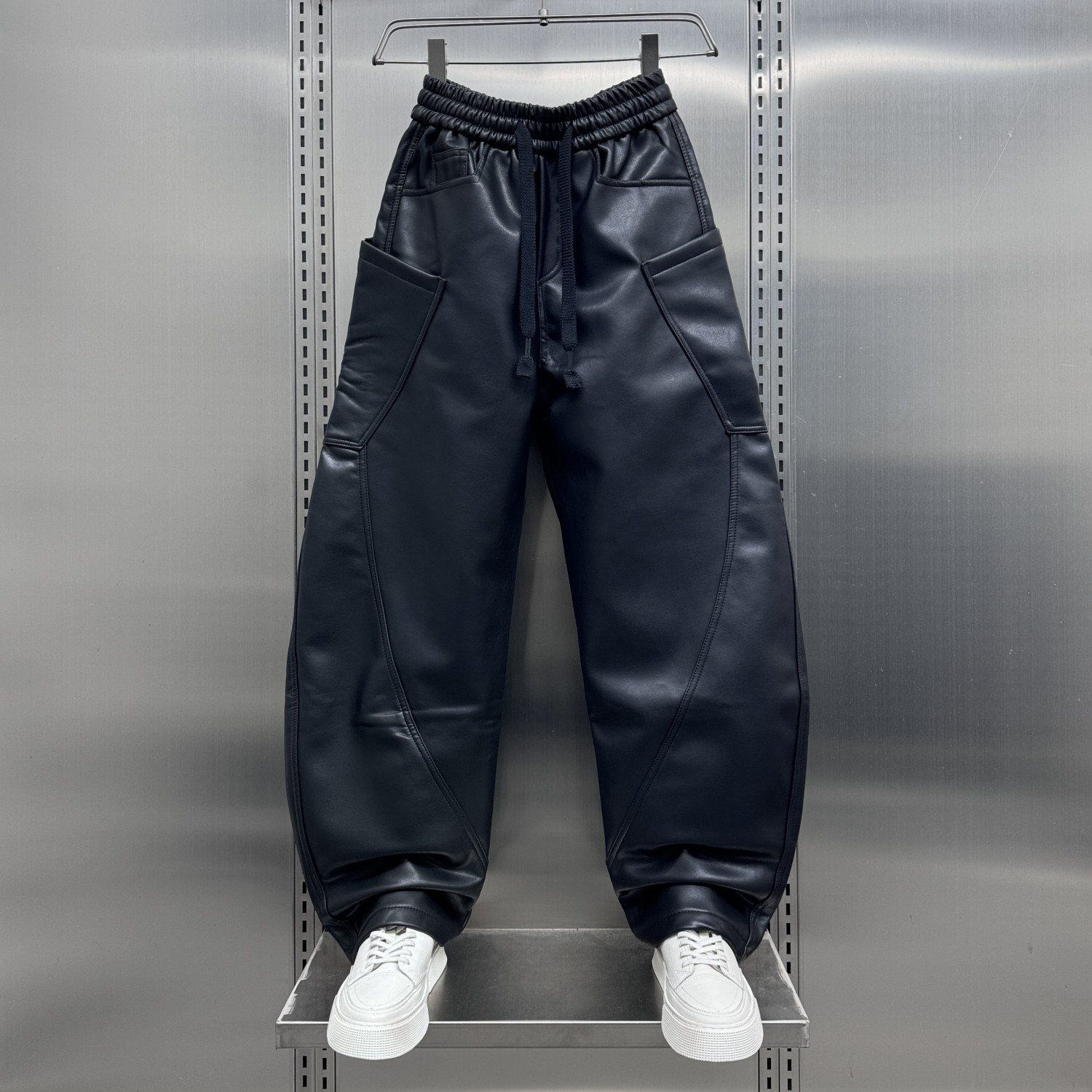 加绒高个子防风防寒机车骑行皮裤