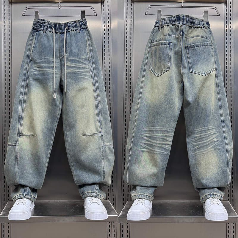 2025秋冬加绒美式潮牌牛仔裤