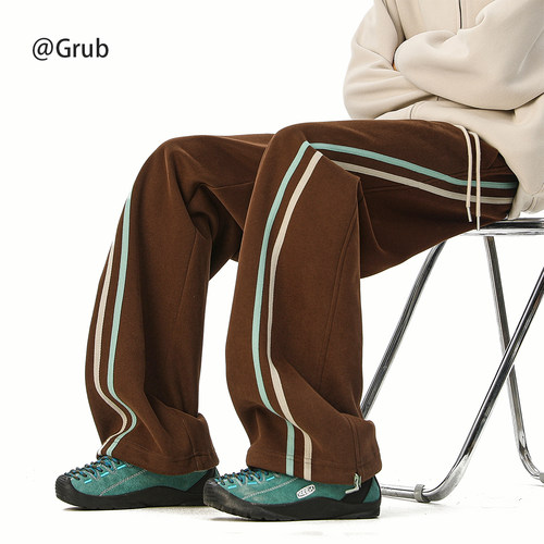 GraceRub美式条纹织带卫裤