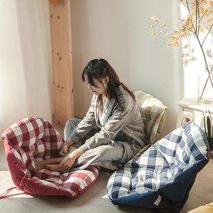 可用坐垫办公室久坐护腰靠垫 ins亚麻格子椅子垫加厚四季
