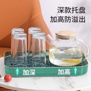 托盘长方形客厅水杯沥水托盘轻奢高档茶水盘托 t家用茶盘2023新款