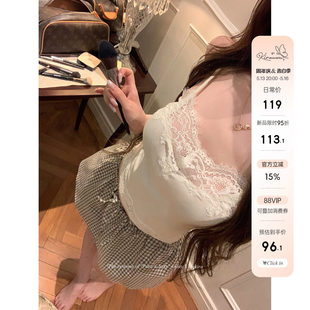 Lukira 柔系格语 咖色格子抽绳花苞半身裙女夏季A字防走光短裙